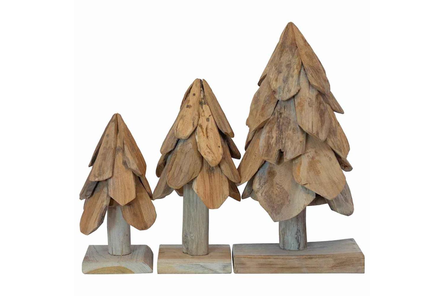 Vidaxl Christmas Tree With Stand 3 Pcs Brown Solid Teak Wood-5