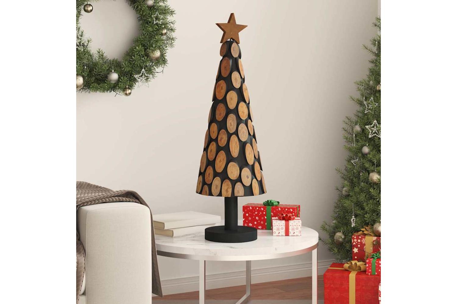 Vidaxl Christmas Tree With Stand Brown 90 Cm Solid Teak Wood-3