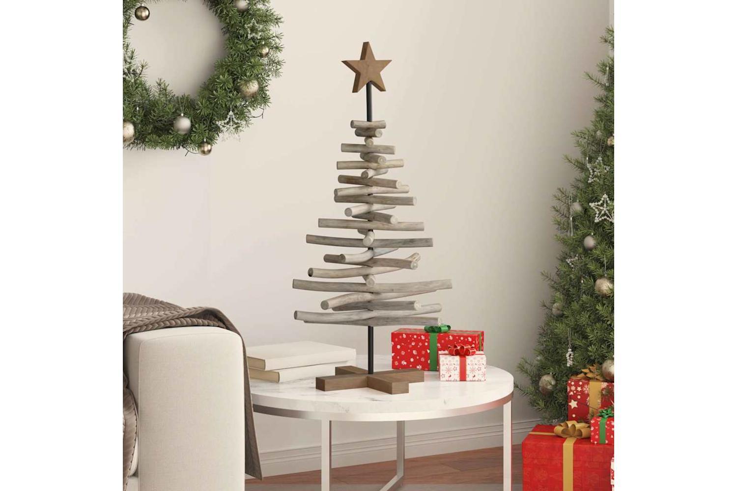 Vidaxl Christmas Tree With Stand Brown 90 Cm Solid Teak Wood-4
