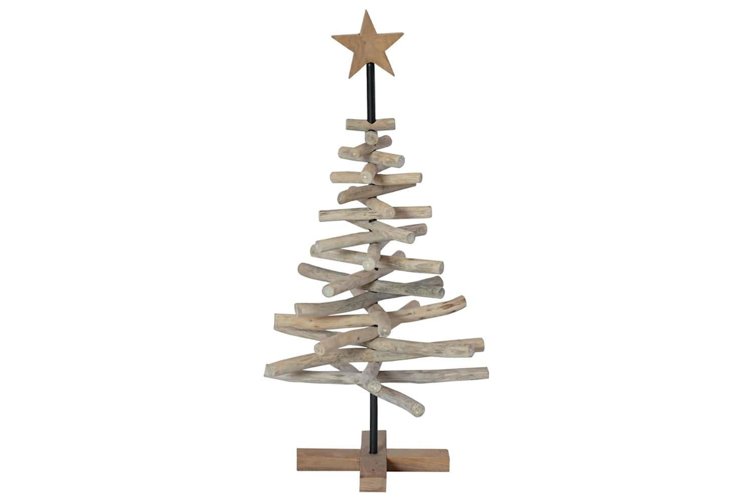 Vidaxl Christmas Tree With Stand Brown 90 Cm Solid Teak Wood-5