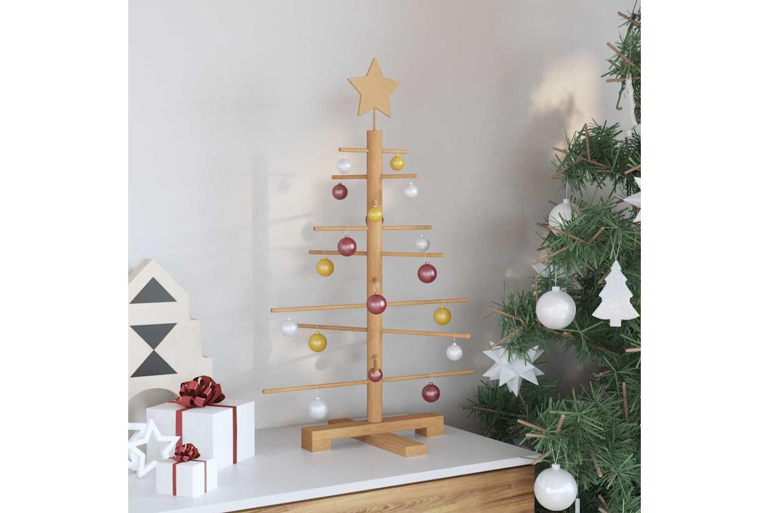 Vidaxl Wooden Christmas Tree With Stand Brown 75 Cm Bamboo-4