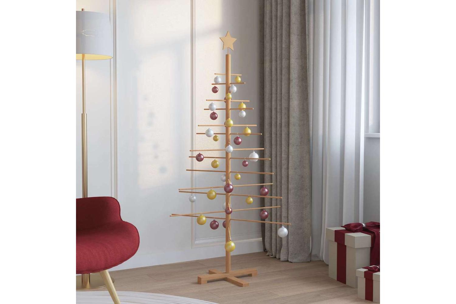 Vidaxl Wooden Christmas Tree With Stand Brown 150 Cm Bamboo-4
