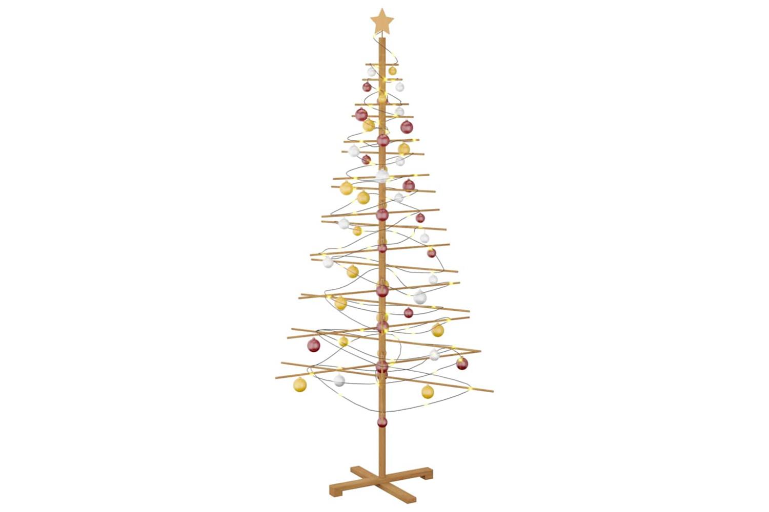 Vidaxl Wooden Christmas Tree With Stand Brown 210 Cm Bamboo-3