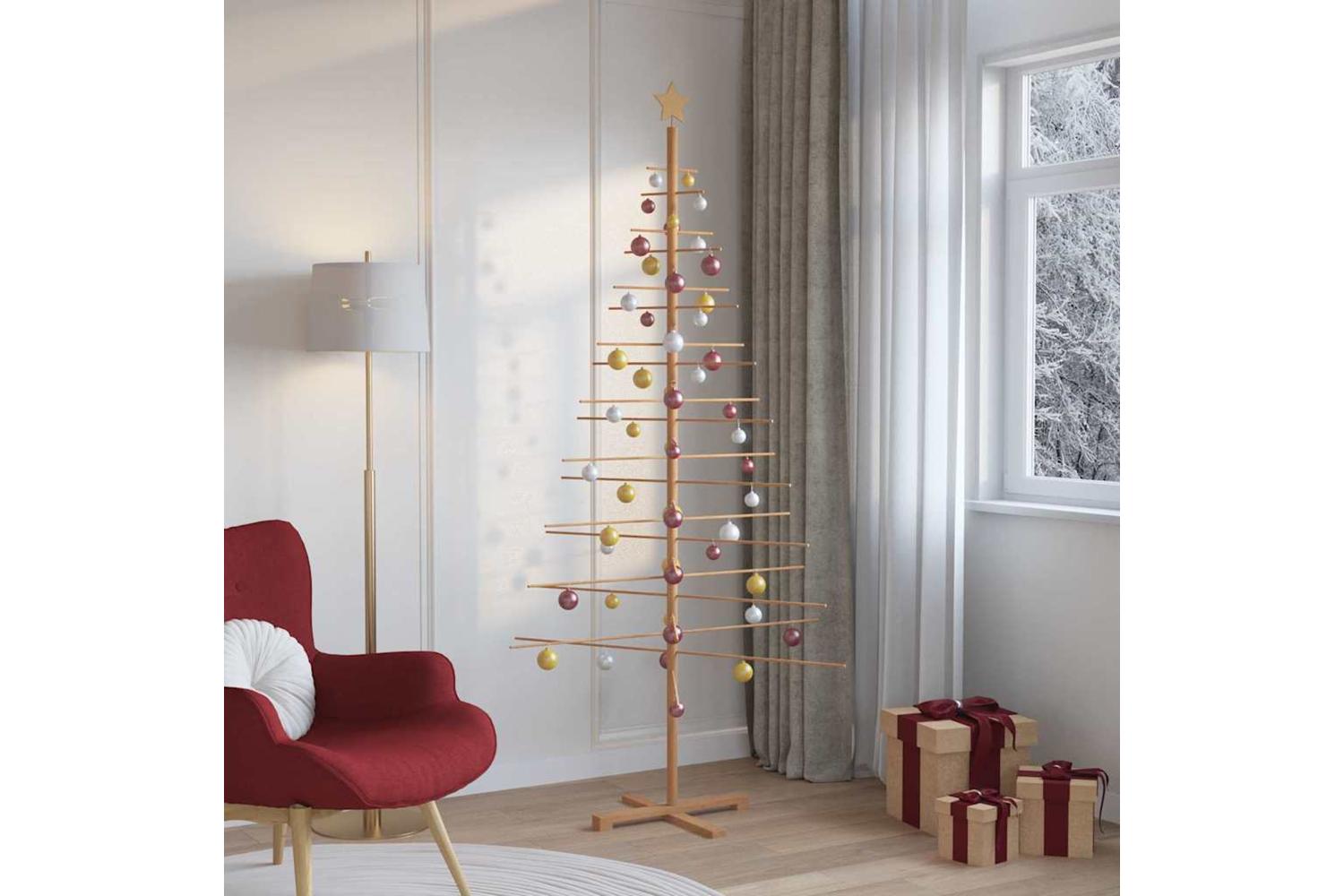 Vidaxl Wooden Christmas Tree With Stand Brown 210 Cm Bamboo-4