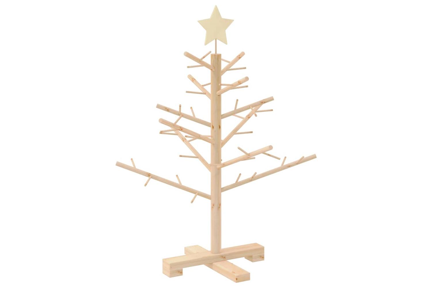 Vidaxl Wooden Christmas Tree With Stand Natural 75 Cm Solid Pine Wood-2