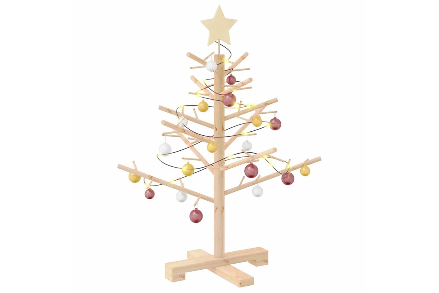 Vidaxl Wooden Christmas Tree With Stand Natural 75 Cm Solid Pine Wood-3