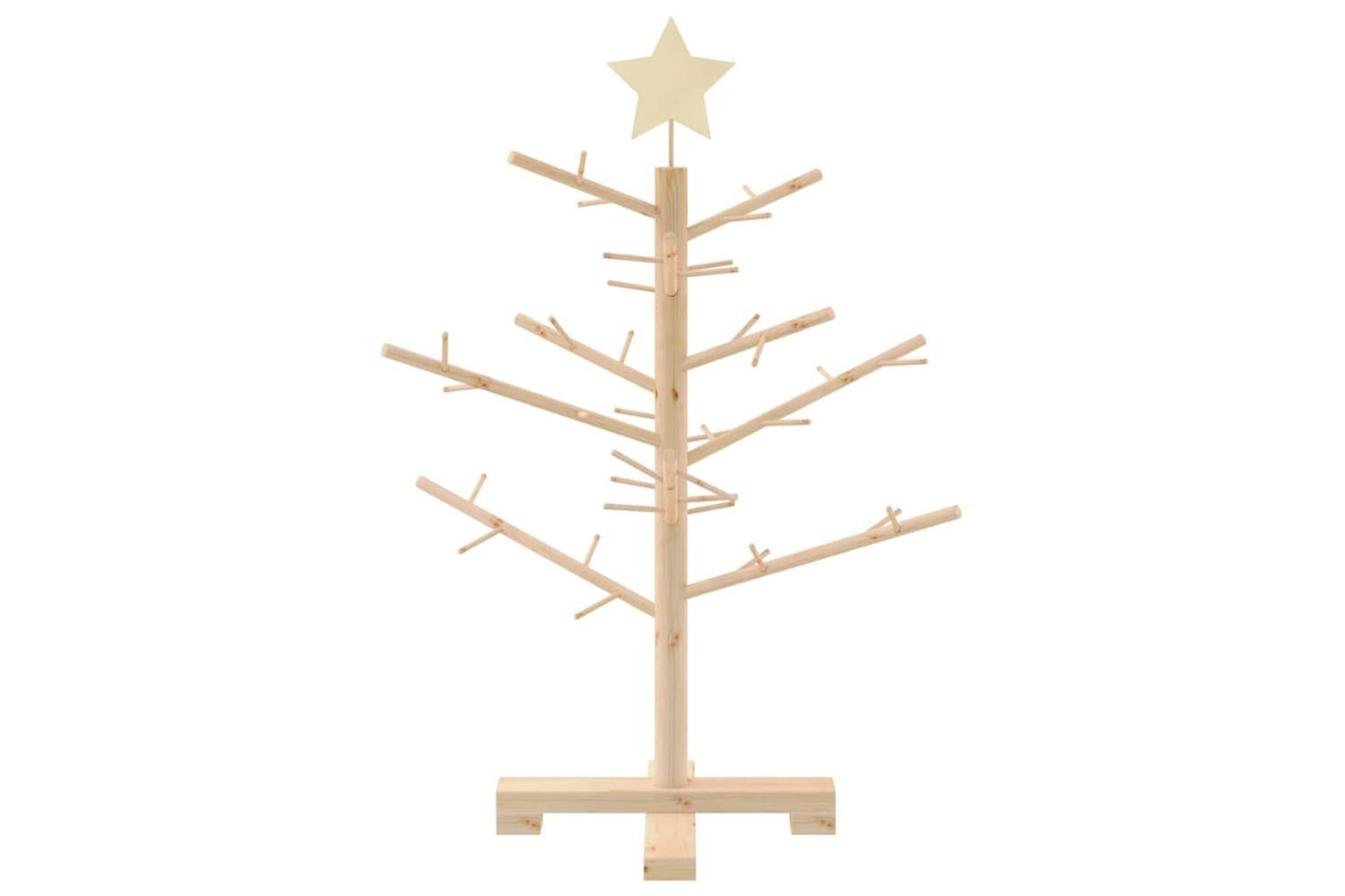 Vidaxl Wooden Christmas Tree With Stand Natural 75 Cm Solid Pine Wood-5