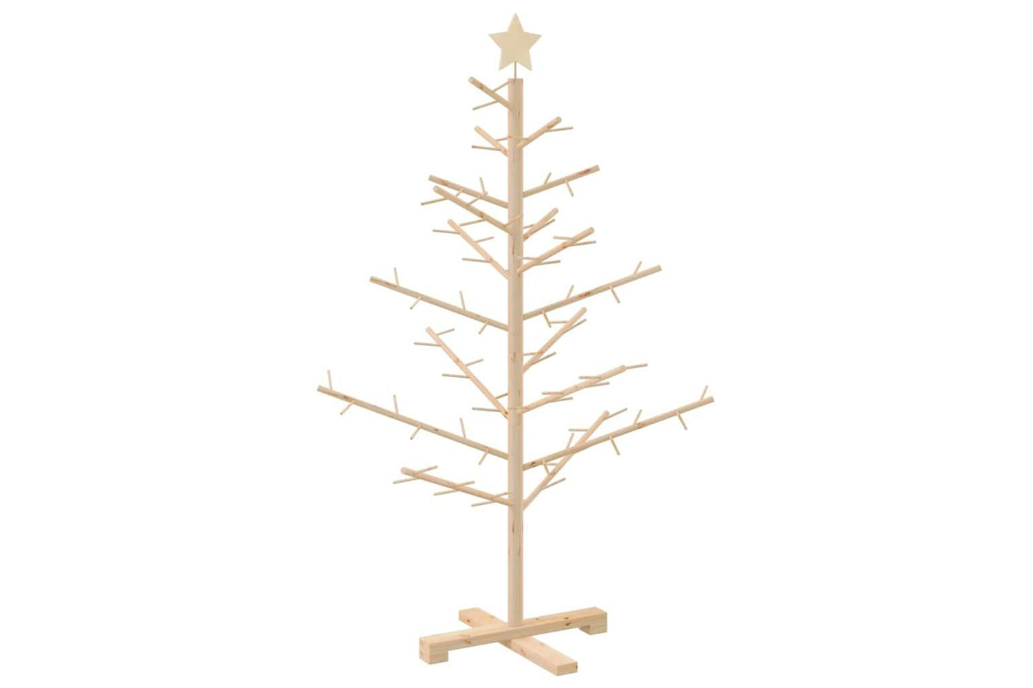 Vidaxl Wooden Christmas Tree With Stand Natural 125 Cm Solid Pine Wood-2