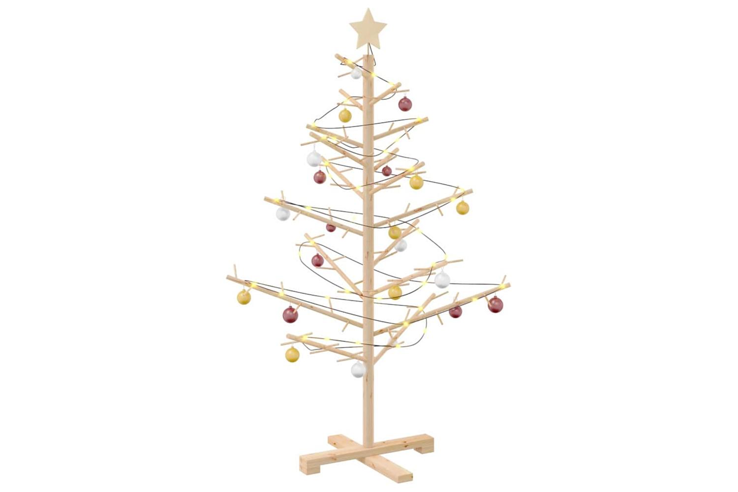 Vidaxl Wooden Christmas Tree With Stand Natural 125 Cm Solid Pine Wood-3