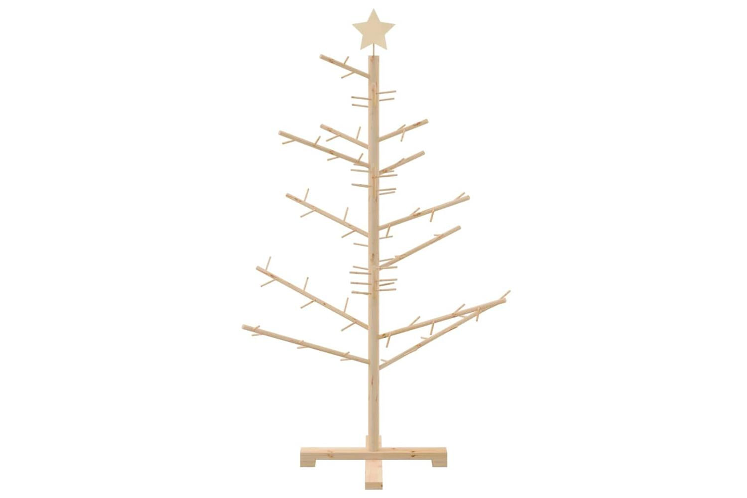 Vidaxl Wooden Christmas Tree With Stand Natural 125 Cm Solid Pine Wood-5