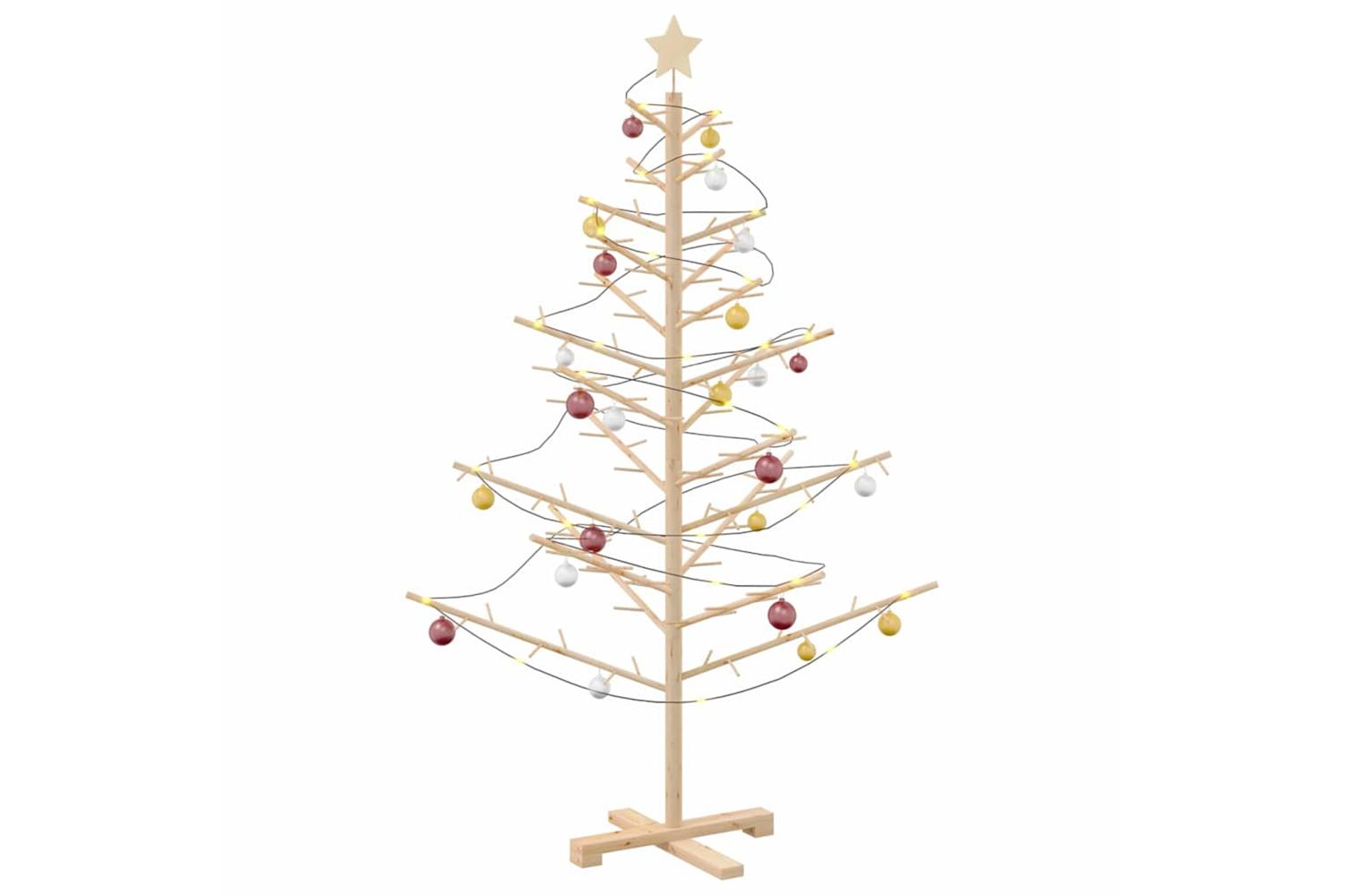 Vidaxl Wooden Christmas Tree With Stand Natural 150 Cm Solid Pine Wood-3