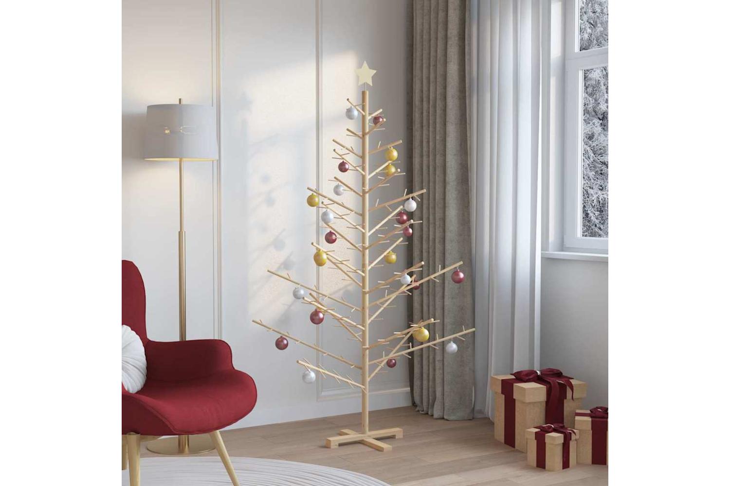 Vidaxl Wooden Christmas Tree With Stand Natural 180 Cm Solid Pine Wood-4