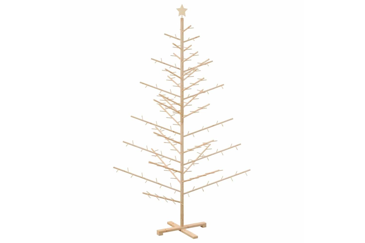 Vidaxl Wooden Christmas Tree With Stand Natural 210 Cm Solid Pine Wood