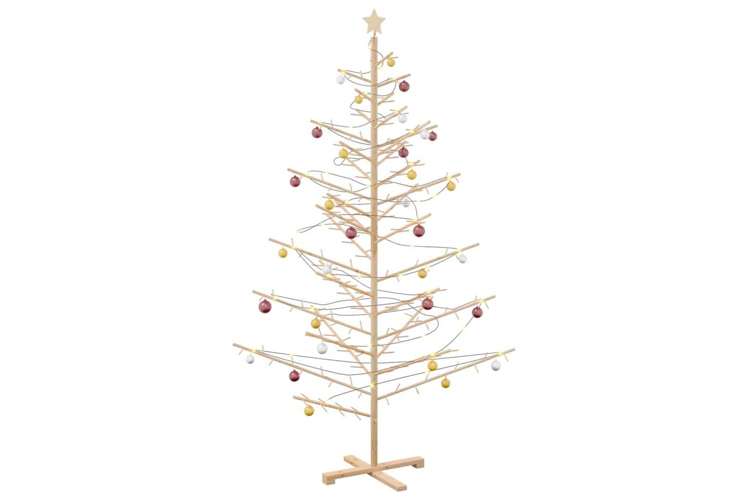 Vidaxl Wooden Christmas Tree With Stand Natural 210 Cm Solid Pine Wood-3