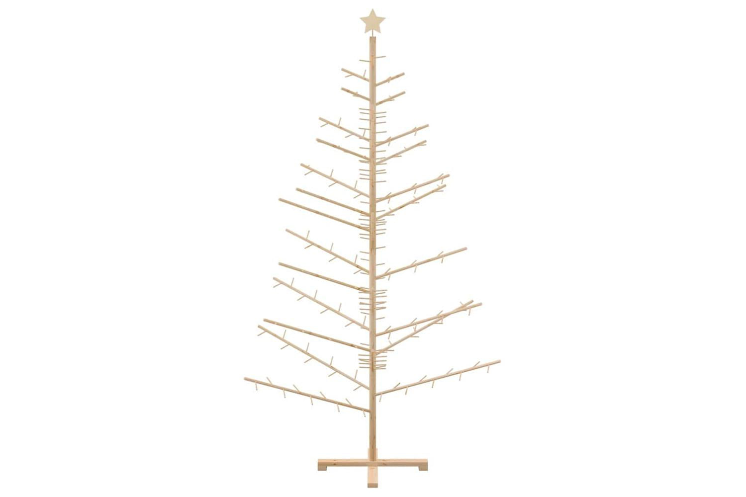 Vidaxl Wooden Christmas Tree With Stand Natural 210 Cm Solid Pine Wood-5