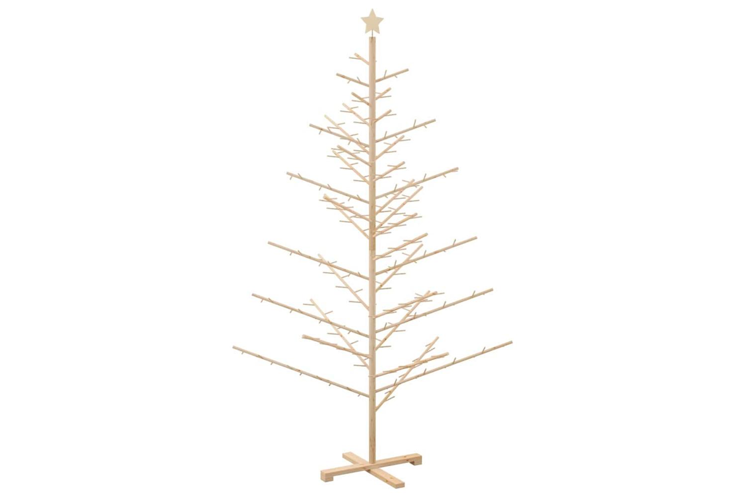 Vidaxl Wooden Christmas Tree With Stand Natural 210 Cm Solid Pine Wood-7
