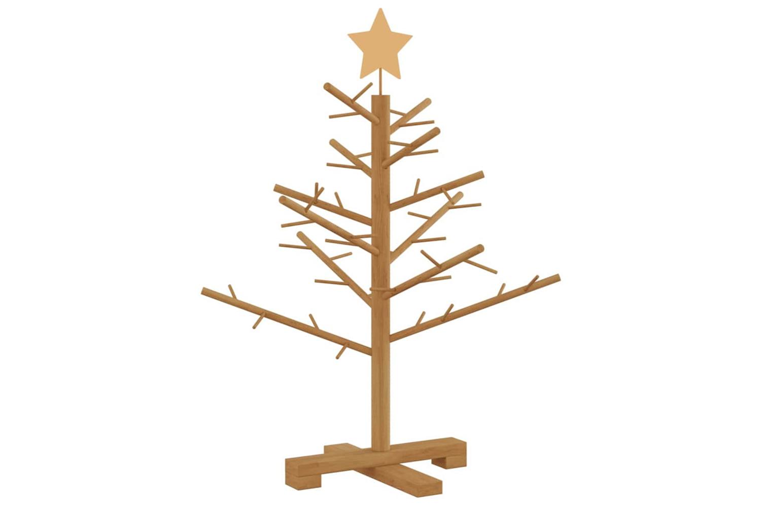 Vidaxl Wooden Christmas Tree With Stand Brown 75 Cm Solid Pine Wood-2