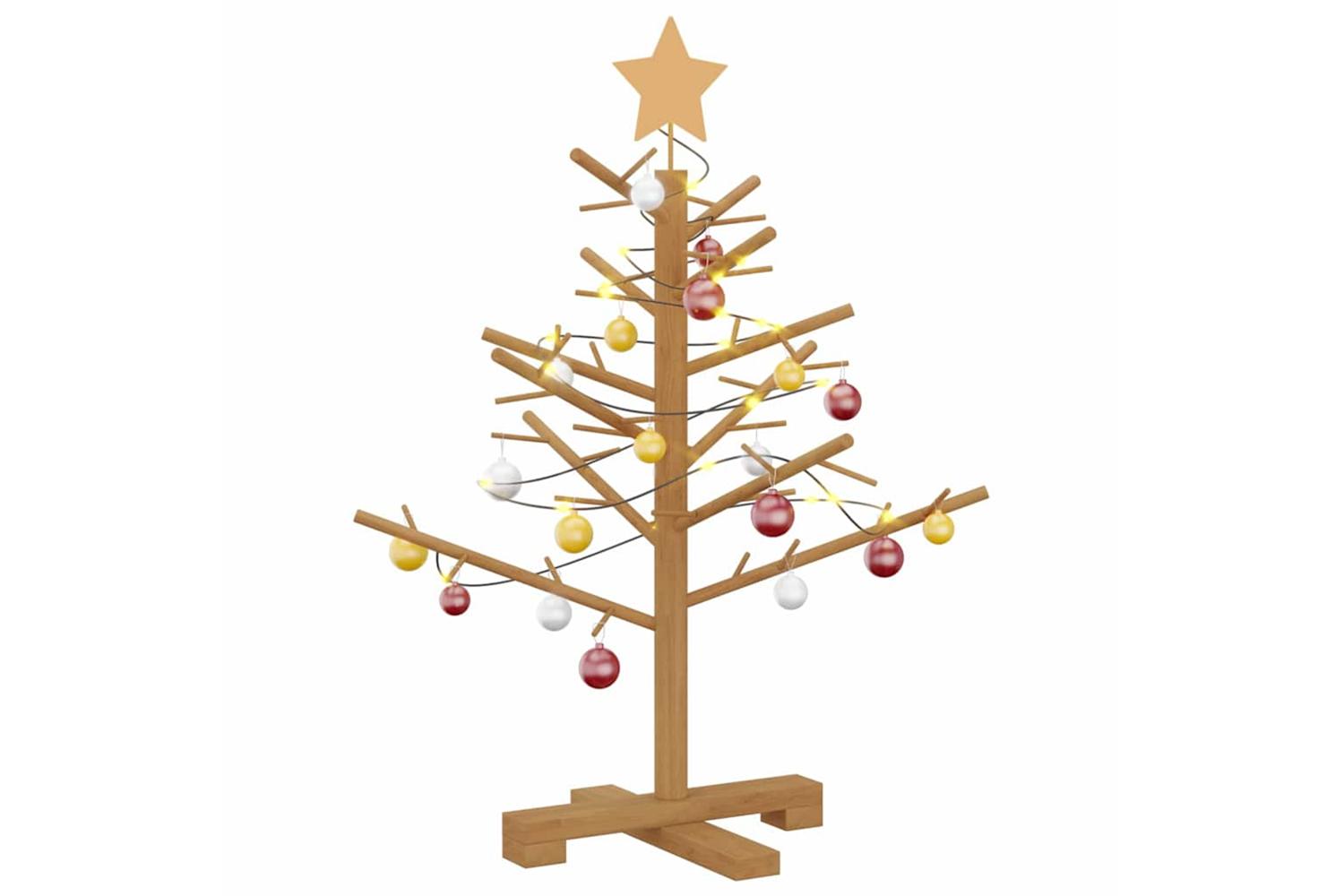 Vidaxl Wooden Christmas Tree With Stand Brown 75 Cm Solid Pine Wood-3