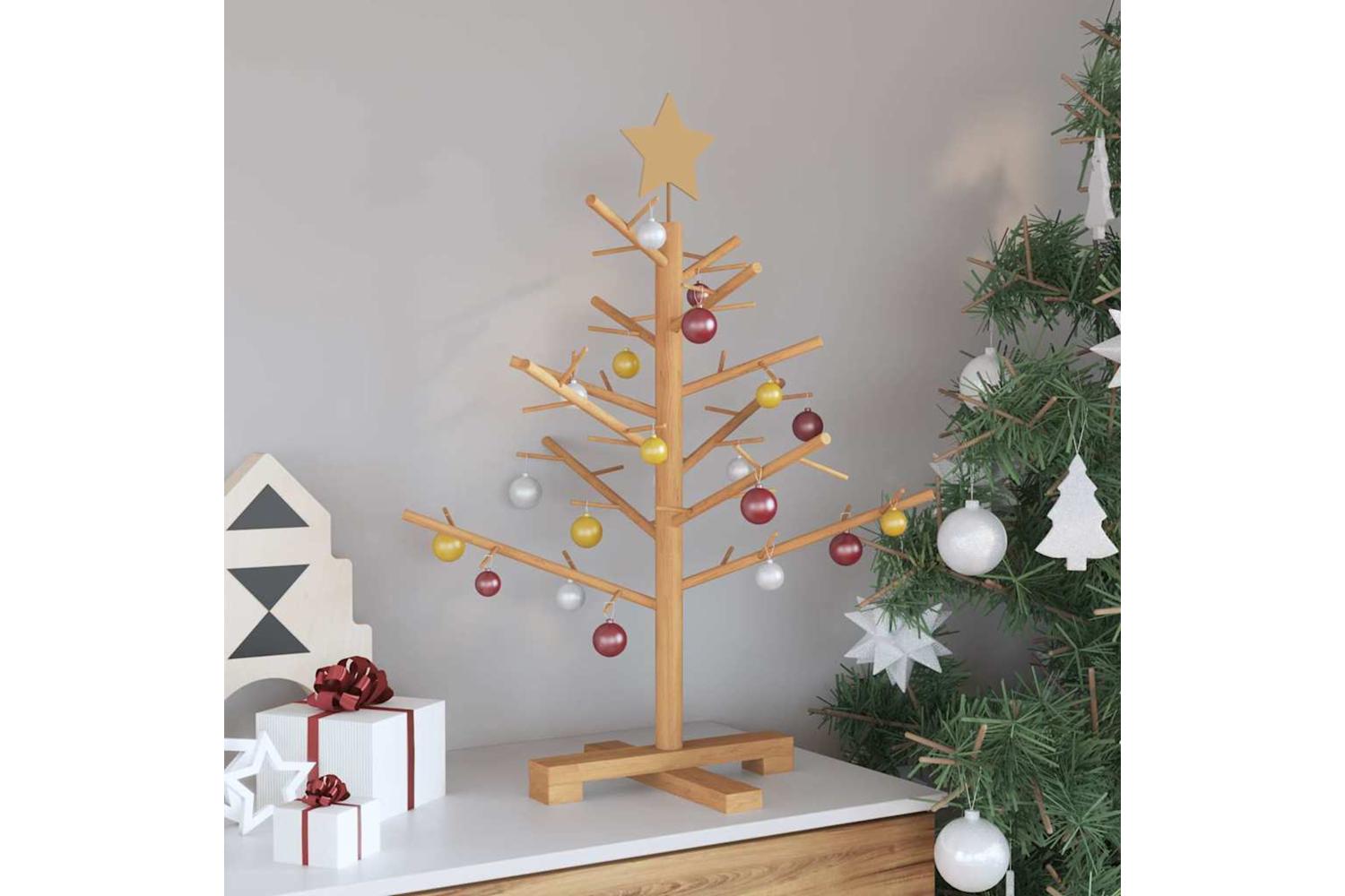 Vidaxl Wooden Christmas Tree With Stand Brown 75 Cm Solid Pine Wood-4