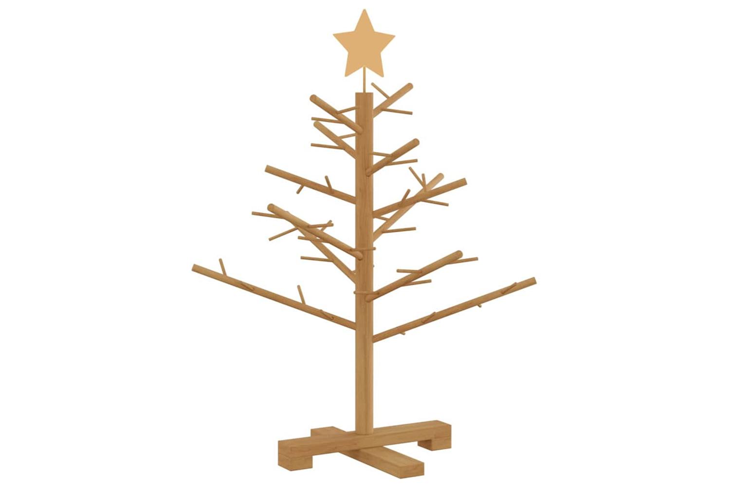 Vidaxl Wooden Christmas Tree With Stand Brown 75 Cm Solid Pine Wood-7