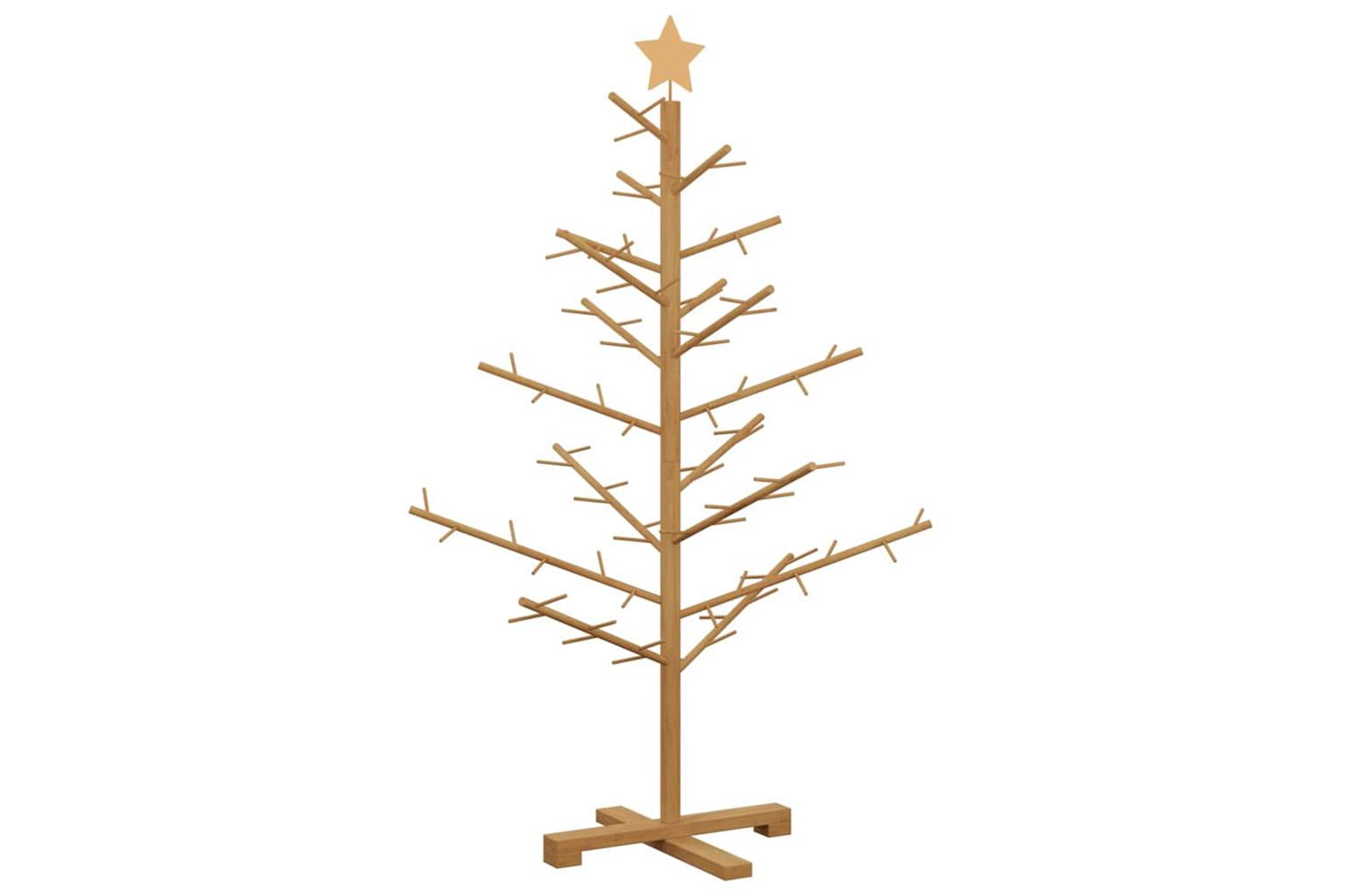 Vidaxl Wooden Christmas Tree With Stand Brown 125 Cm Solid Pine Wood-2