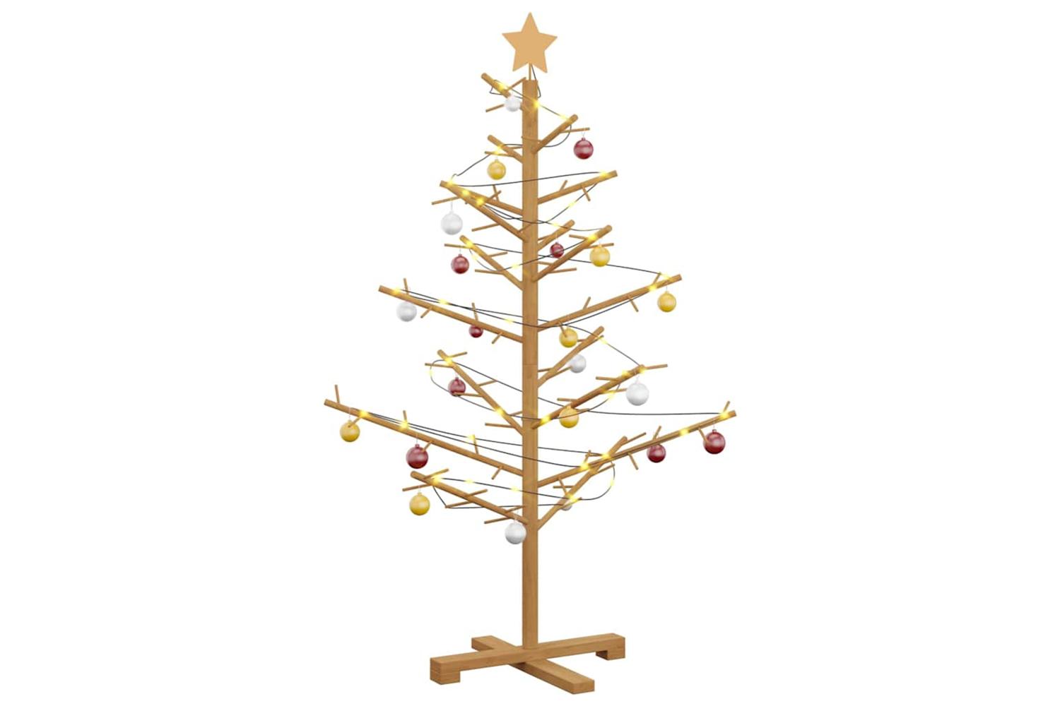 Vidaxl Wooden Christmas Tree With Stand Brown 125 Cm Solid Pine Wood-3