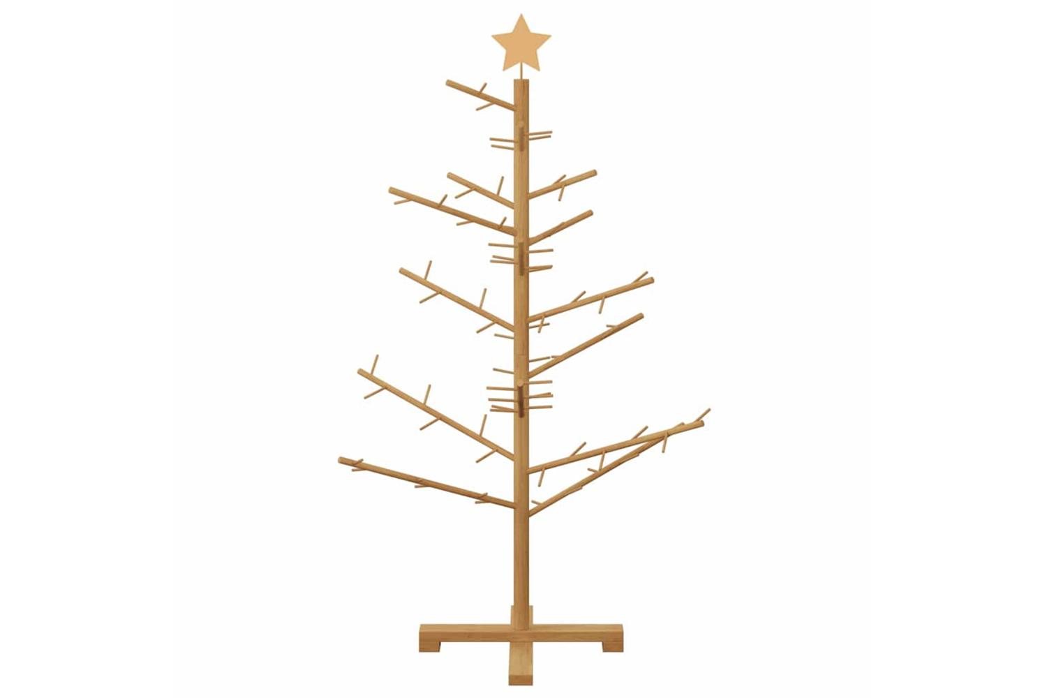 Vidaxl Wooden Christmas Tree With Stand Brown 125 Cm Solid Pine Wood-5