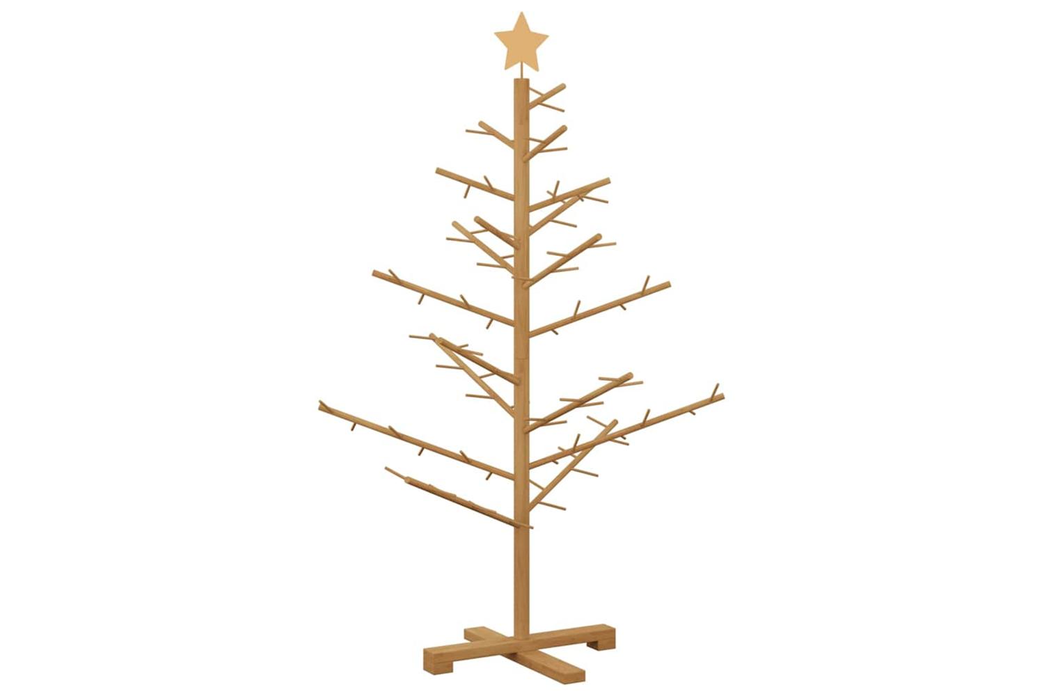 Vidaxl Wooden Christmas Tree With Stand Brown 125 Cm Solid Pine Wood-7