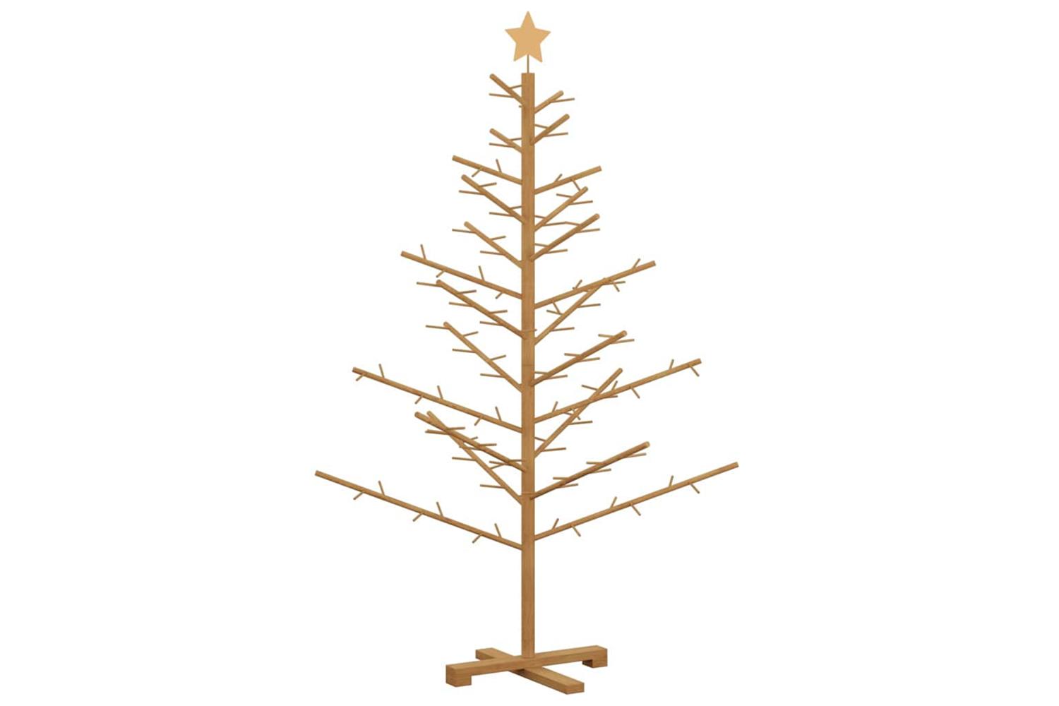 Vidaxl Wooden Christmas Tree With Stand Brown 150 Cm Solid Pine Wood-2