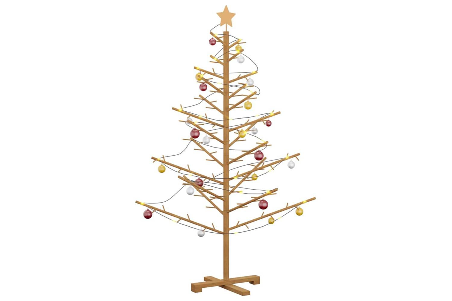 Vidaxl Wooden Christmas Tree With Stand Brown 150 Cm Solid Pine Wood-3
