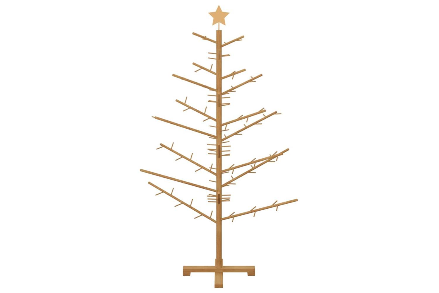 Vidaxl Wooden Christmas Tree With Stand Brown 150 Cm Solid Pine Wood-5