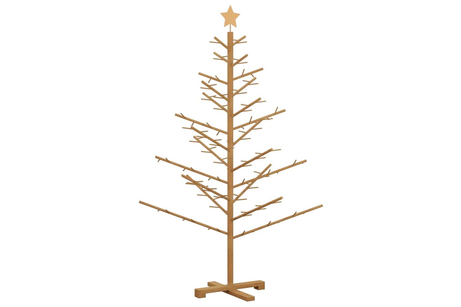 Vidaxl Wooden Christmas Tree With Stand Brown 150 Cm Solid Pine Wood-7