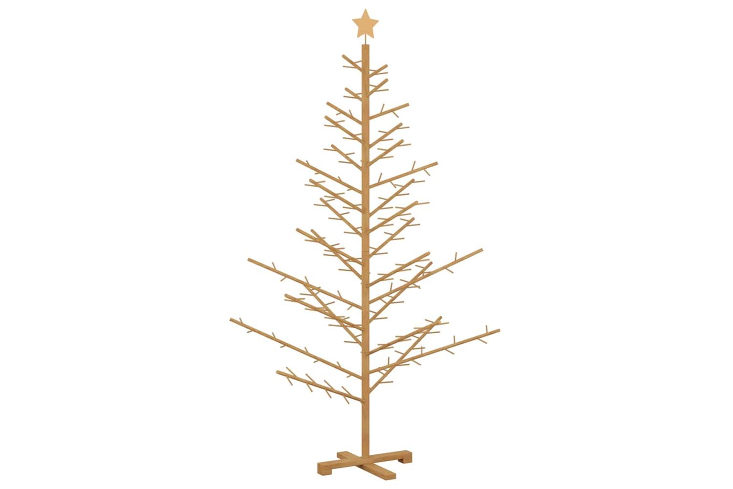Vidaxl Wooden Christmas Tree With Stand Brown 180 Cm Solid Pine Wood-2