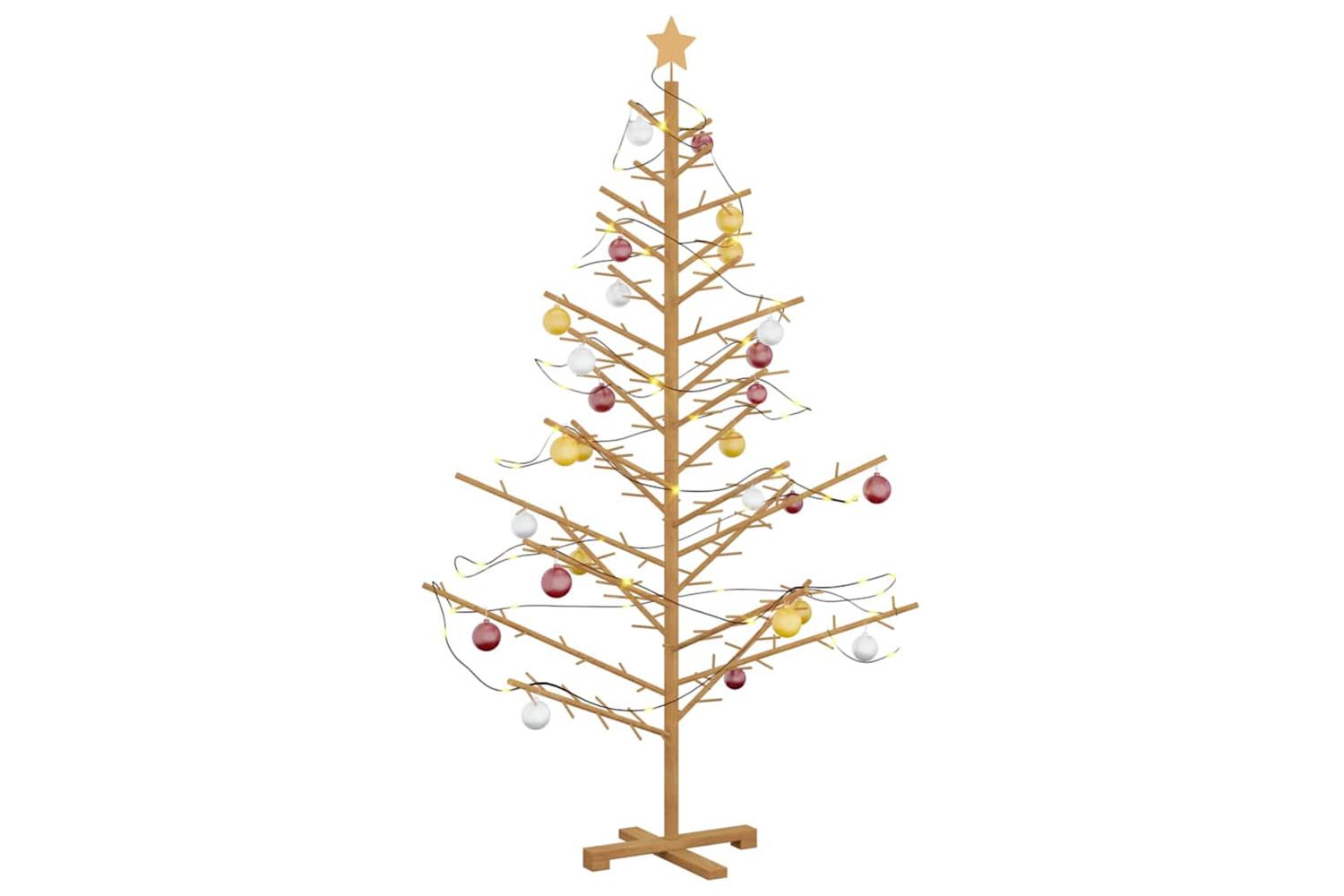 Vidaxl Wooden Christmas Tree With Stand Brown 180 Cm Solid Pine Wood-3