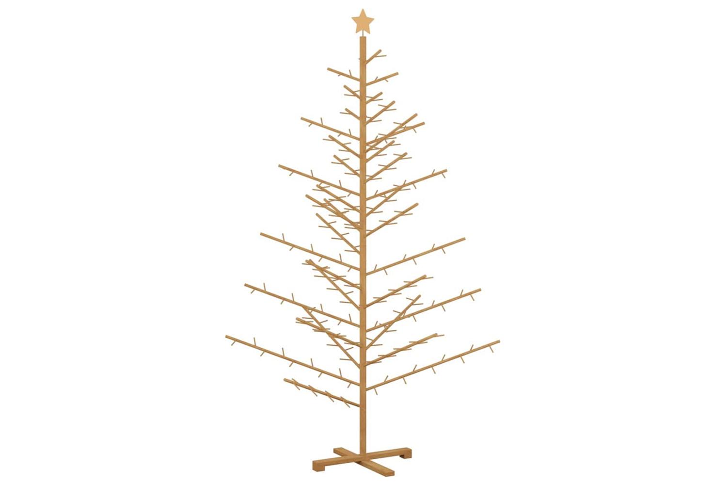 Vidaxl Wooden Christmas Tree With Stand Brown 210 Cm Solid Pine Wood-2