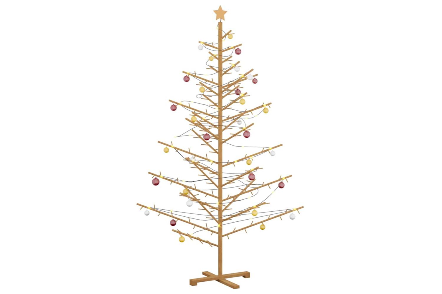 Vidaxl Wooden Christmas Tree With Stand Brown 210 Cm Solid Pine Wood-3
