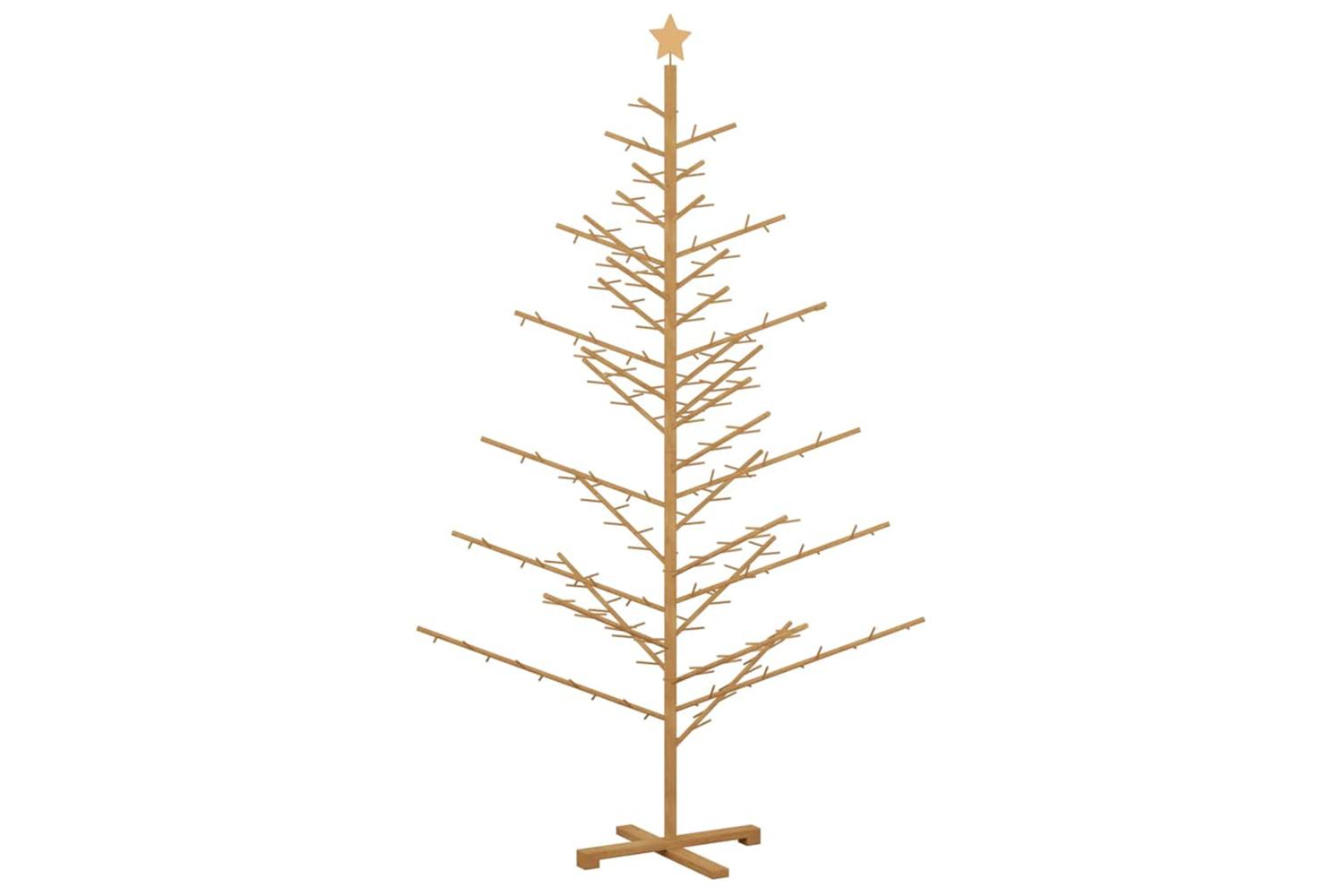 Vidaxl Wooden Christmas Tree With Stand Brown 210 Cm Solid Pine Wood-7