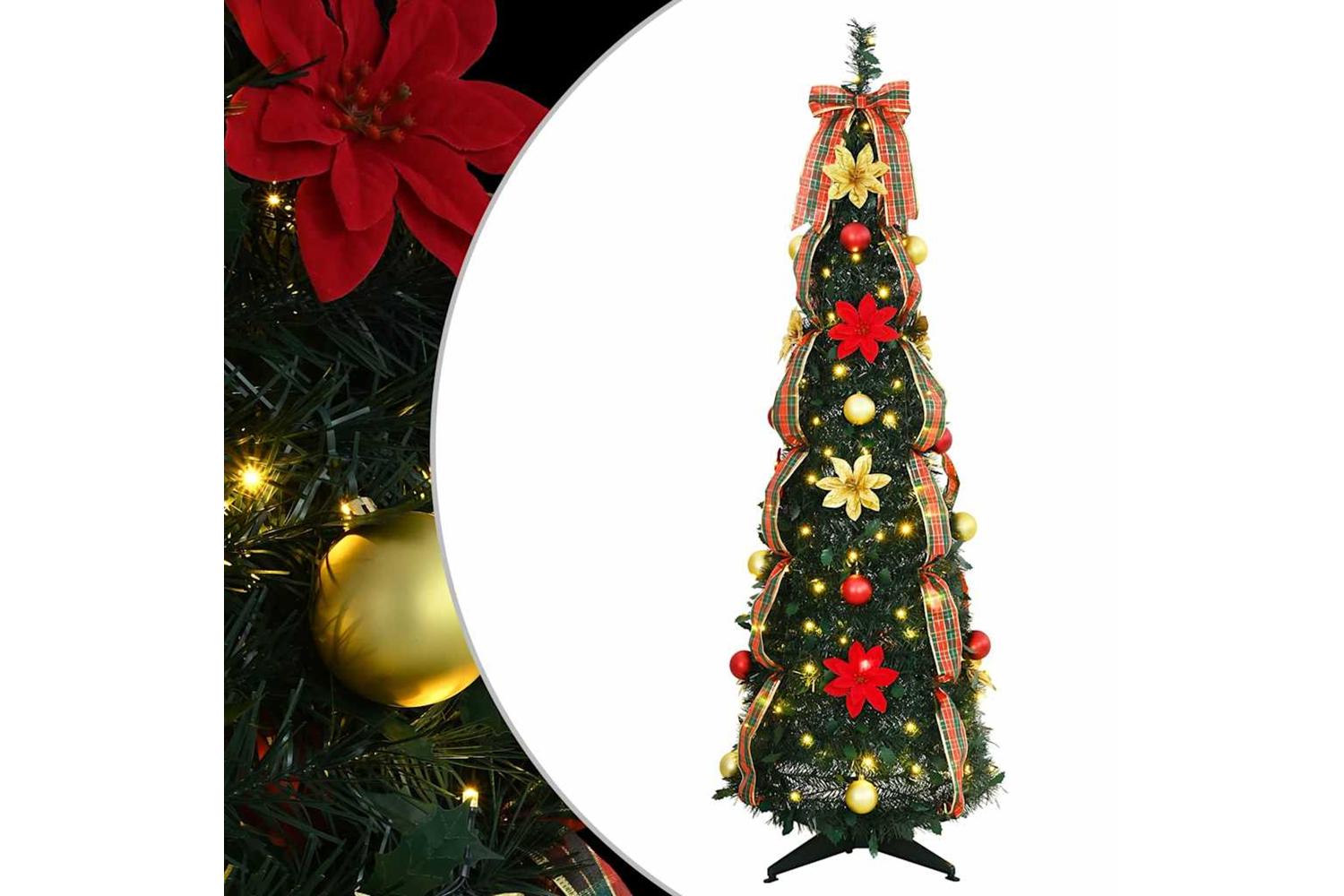Vidaxl Artificial Christmas Tree With 100 Leds Green 150 Cm Pvc-2