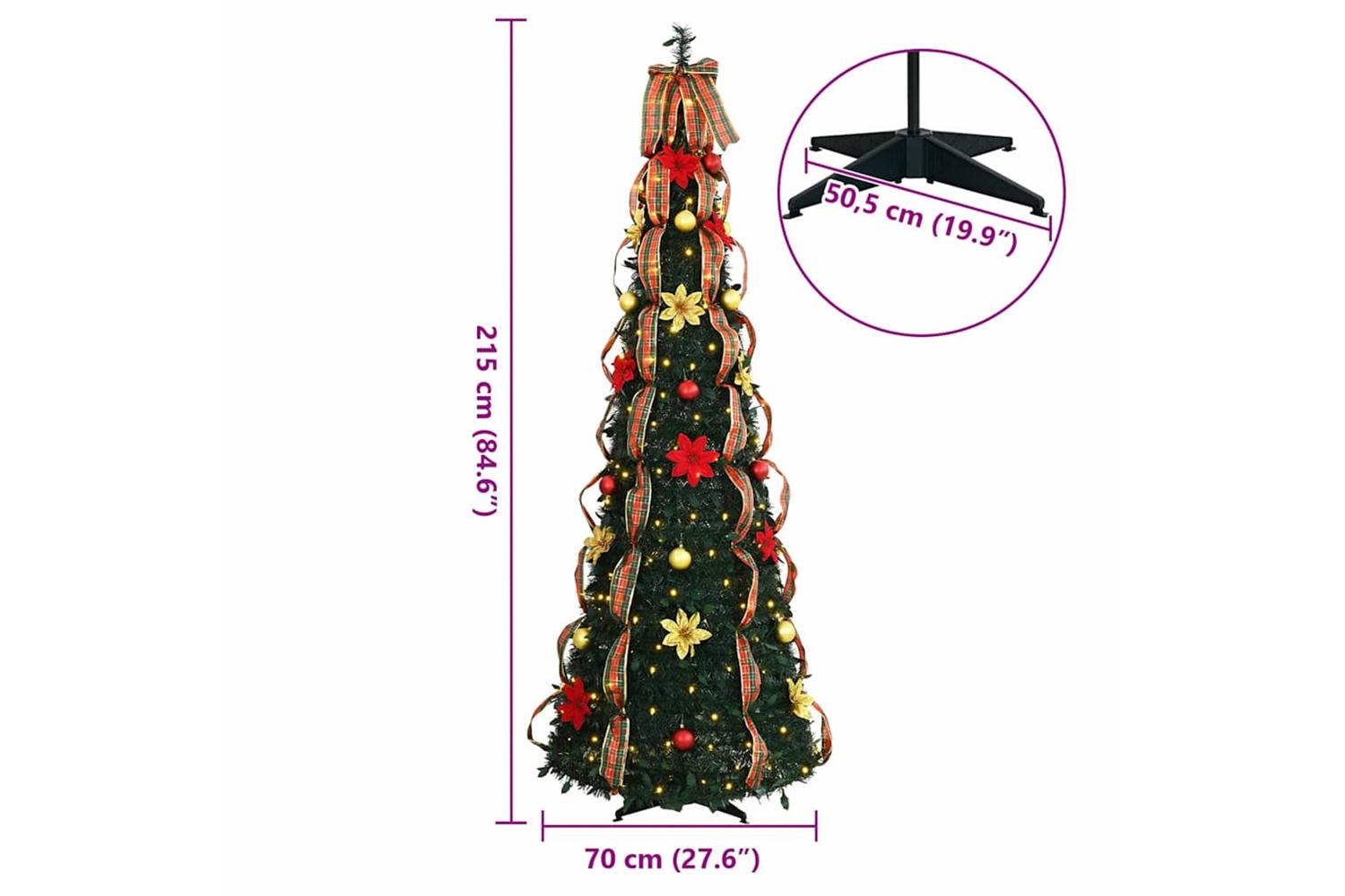 Vidaxl Artificial Christmas Tree With 200 Leds Green 210 Cm Pvc-10