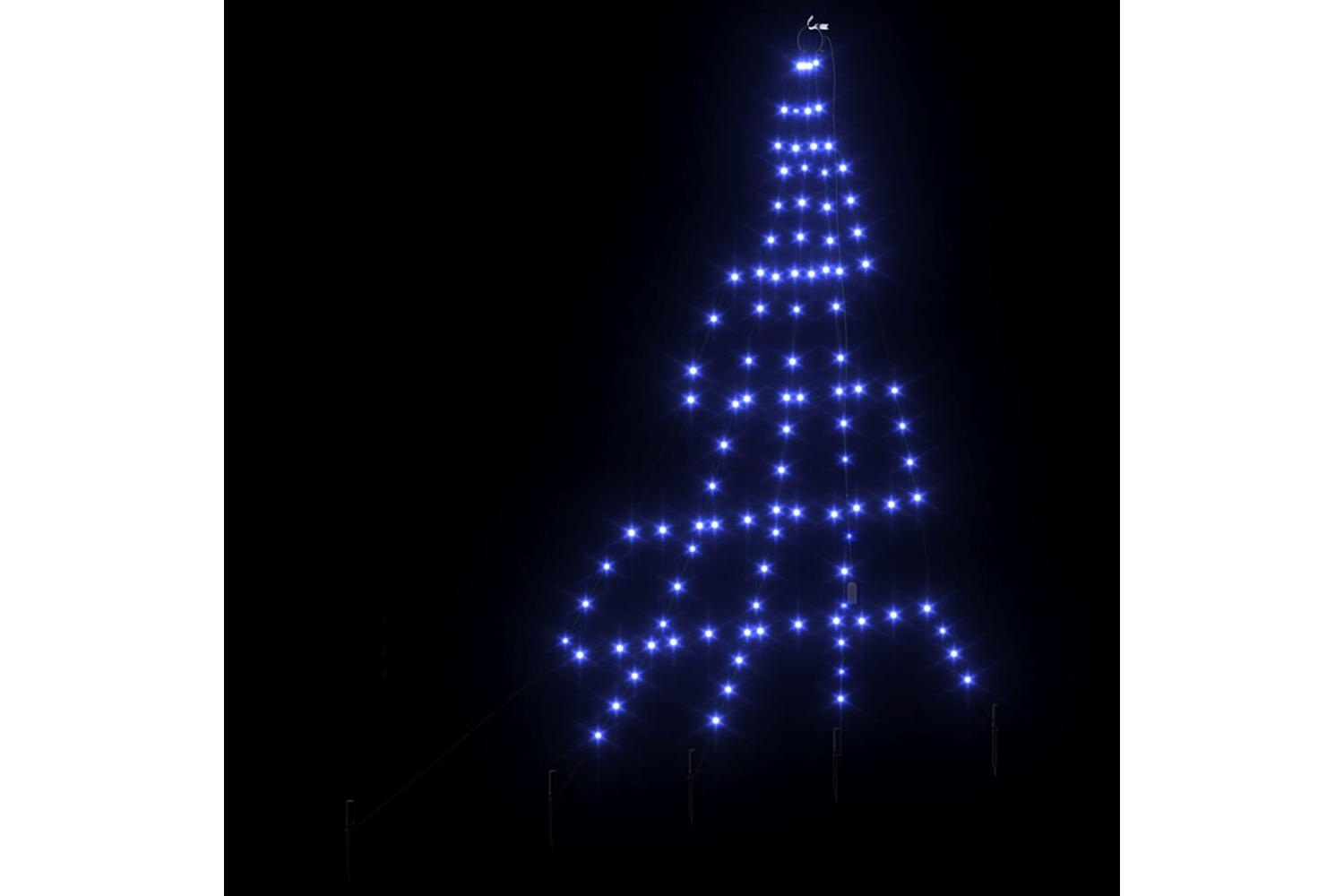 Vidaxl Led Christmas Tree With Ground Spikes Blue 180 Cm Metal-6