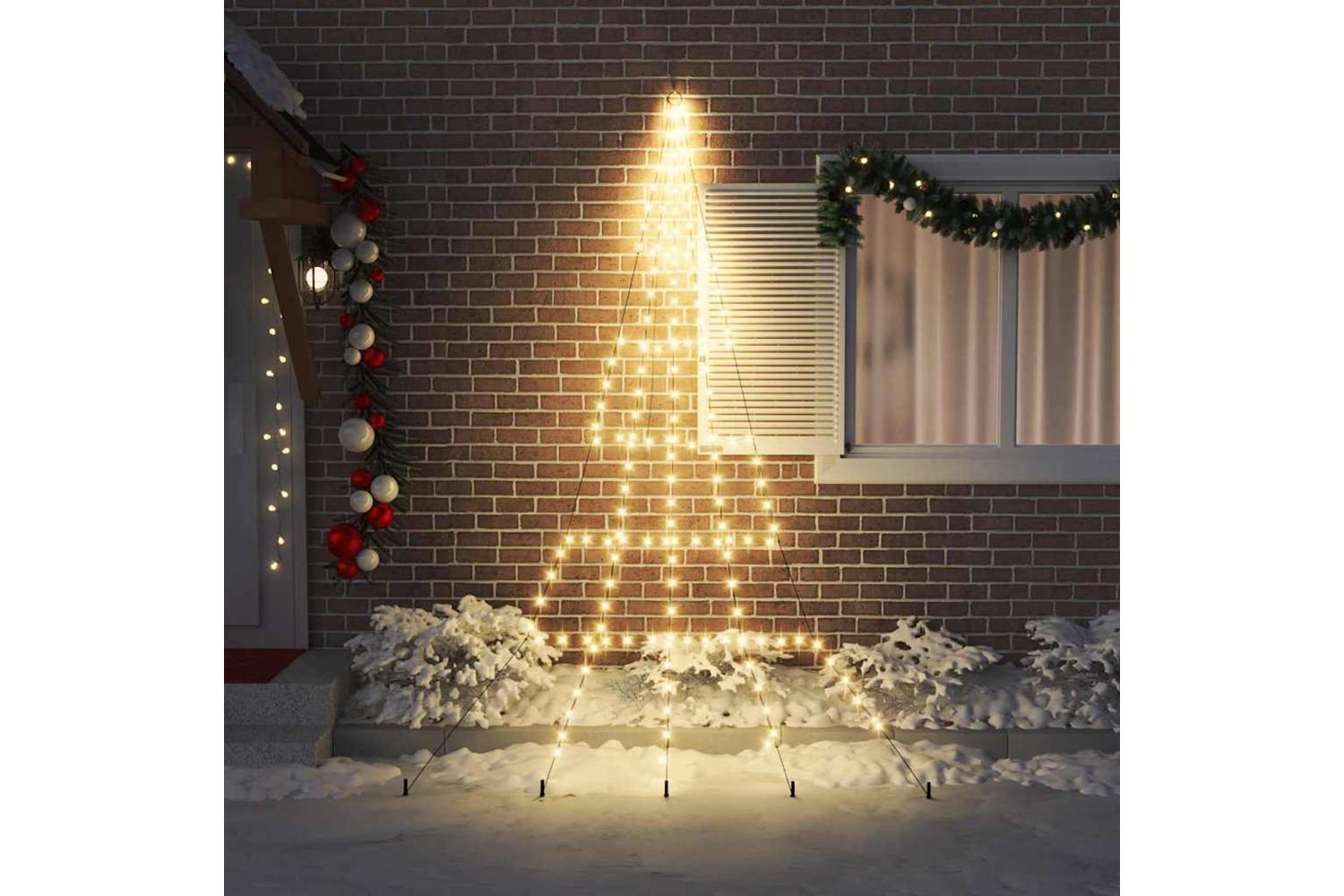 Vidaxl Led Christmas Tree With Ground Spikes Warm White 300 Cm Metal-3