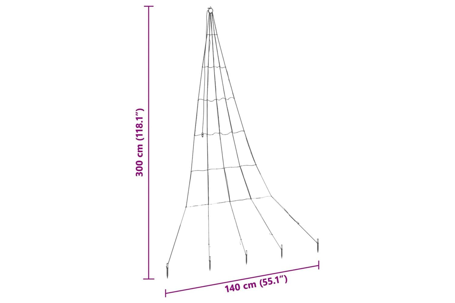 Vidaxl Led Christmas Tree With Ground Spikes Warm White 300 Cm Metal-10
