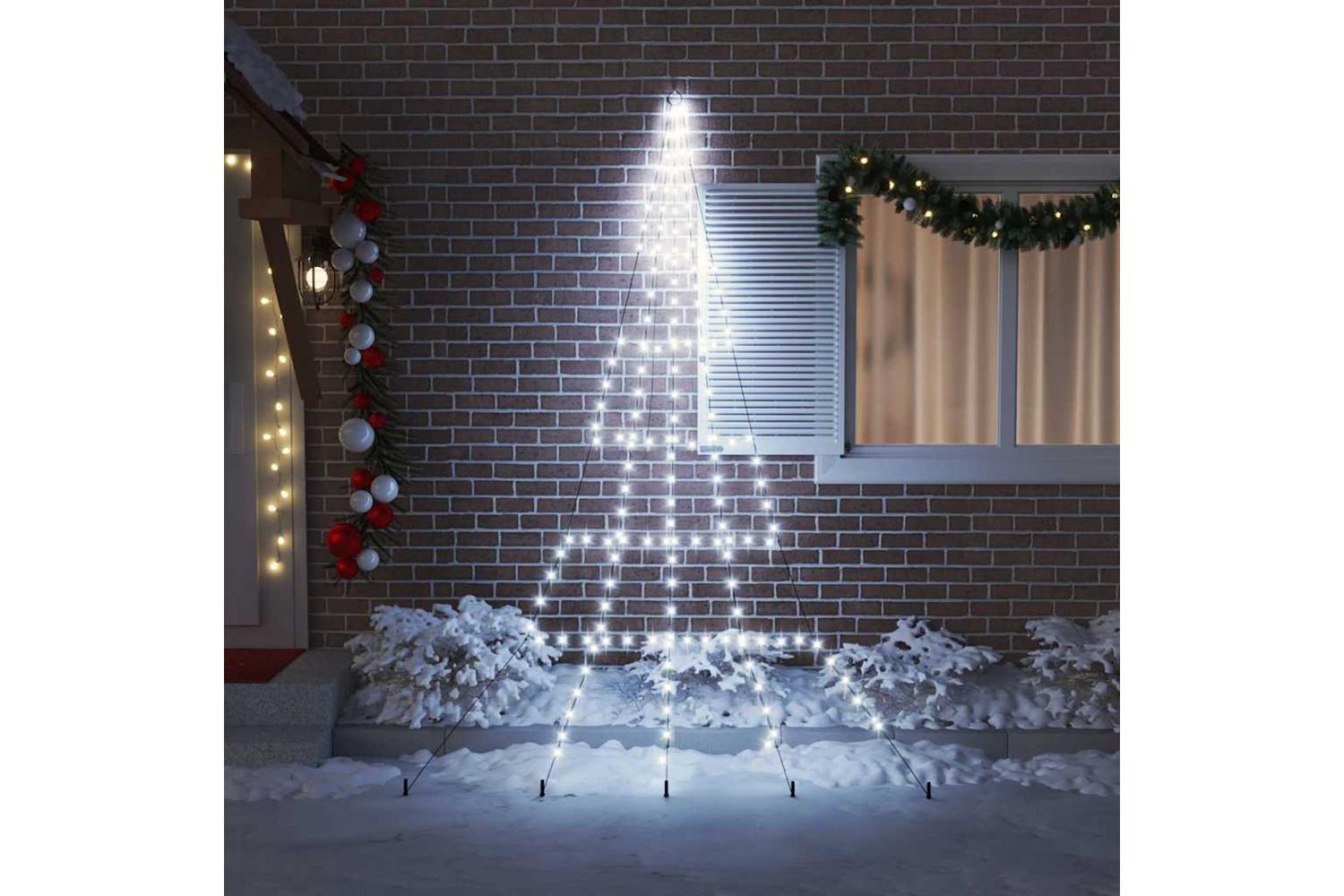Vidaxl Led Christmas Tree With Ground Spikes Cool White 300 Cm Metal-3