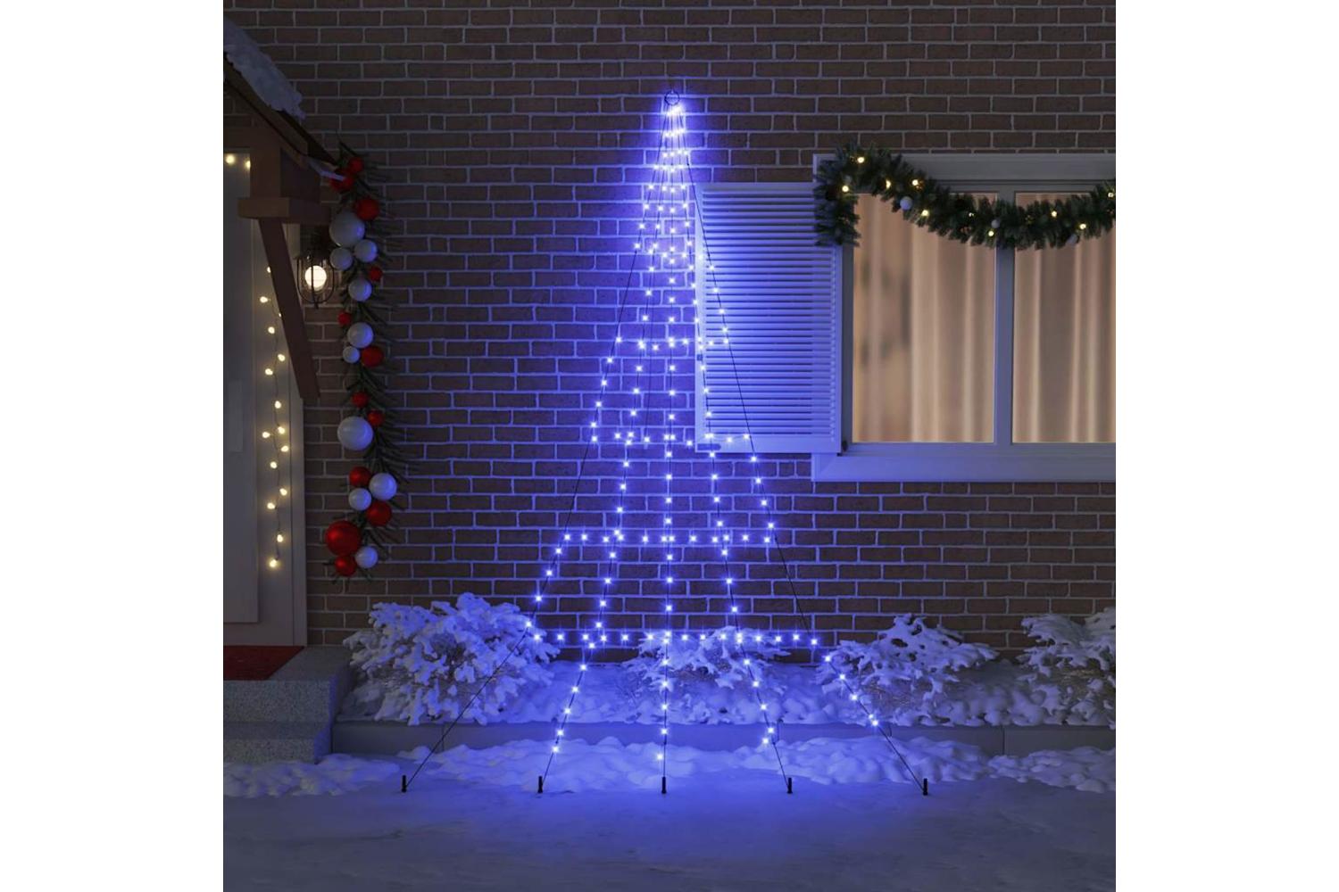 Vidaxl Led Christmas Tree With Ground Spikes Blue 300 Cm Metal-3