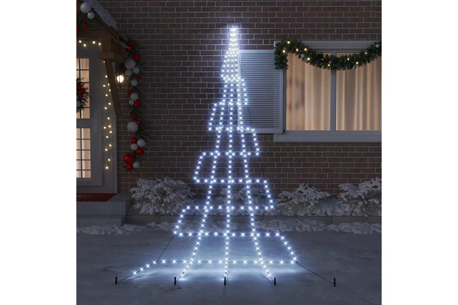 Vidaxl Led Christmas Tree With Ground Spikes Cool White 500 Cm Metal-3