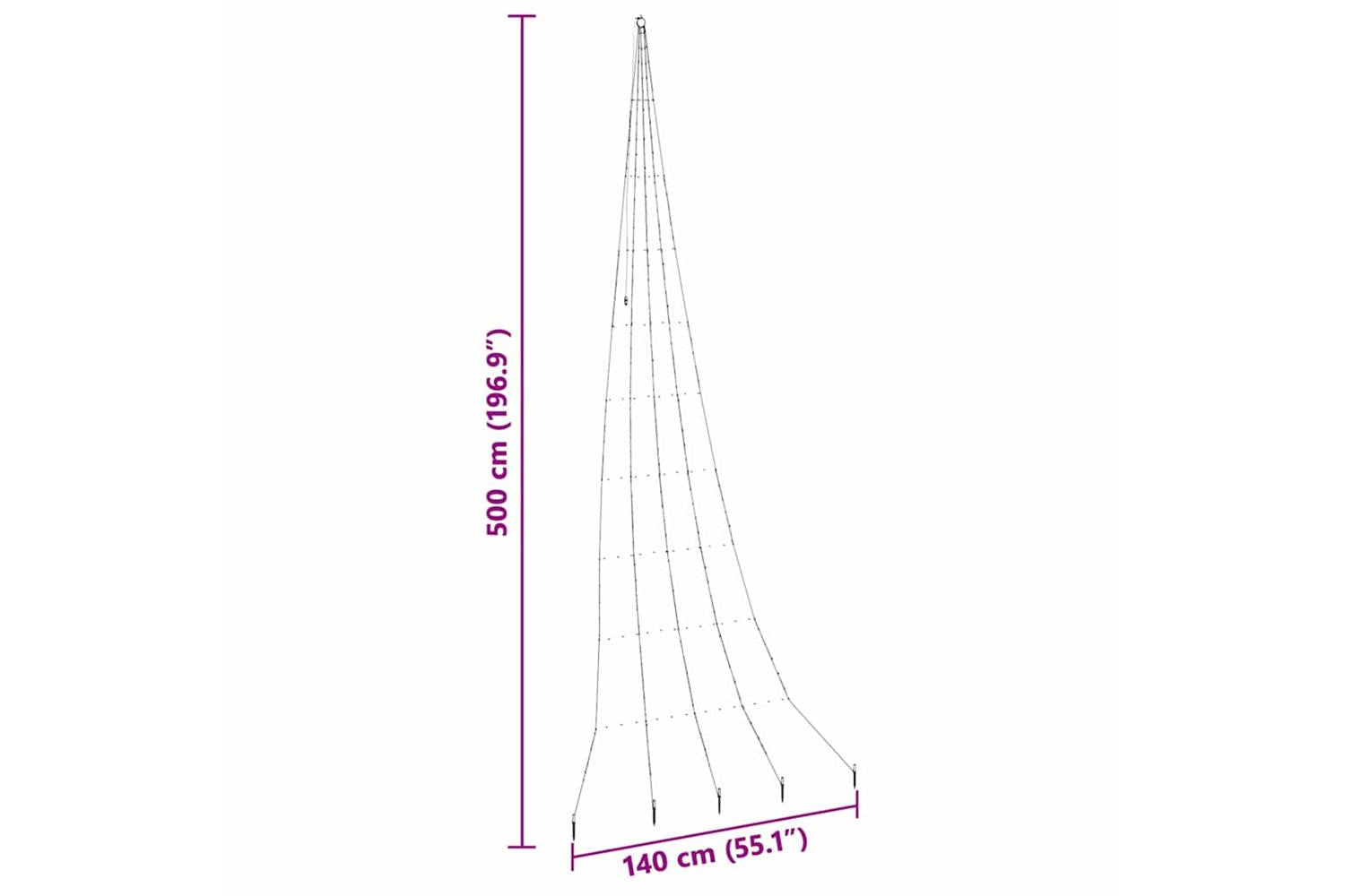 Vidaxl Led Christmas Tree With Ground Spikes Cool White 500 Cm Metal-10