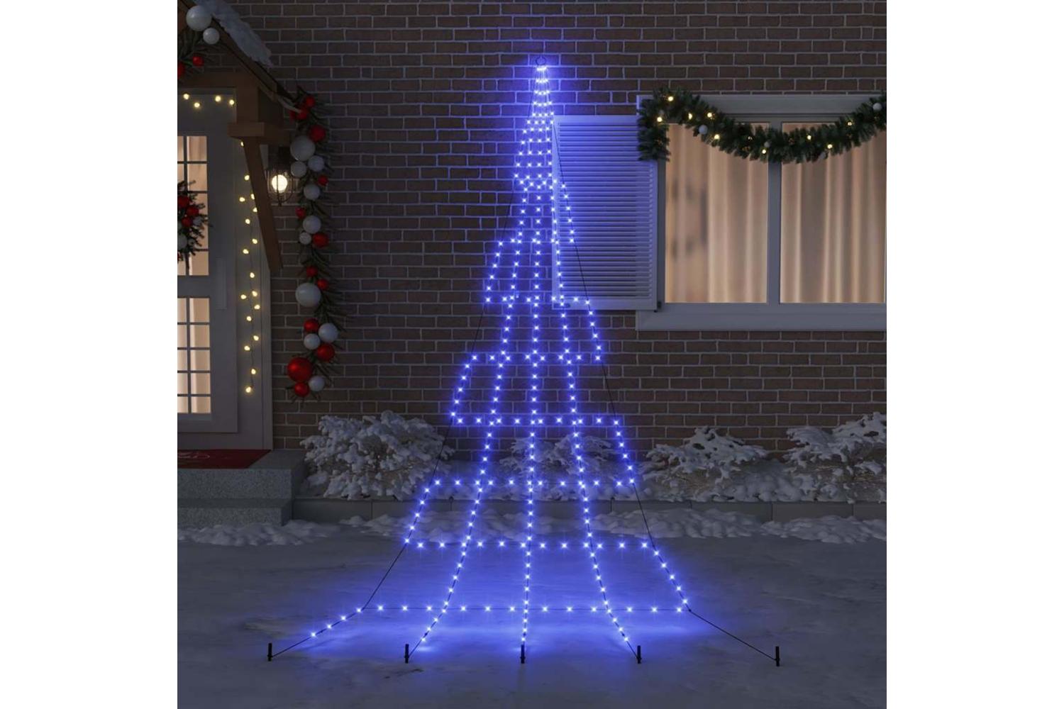 Vidaxl Led Christmas Tree With Ground Spikes Blue 500 Cm Metal-3