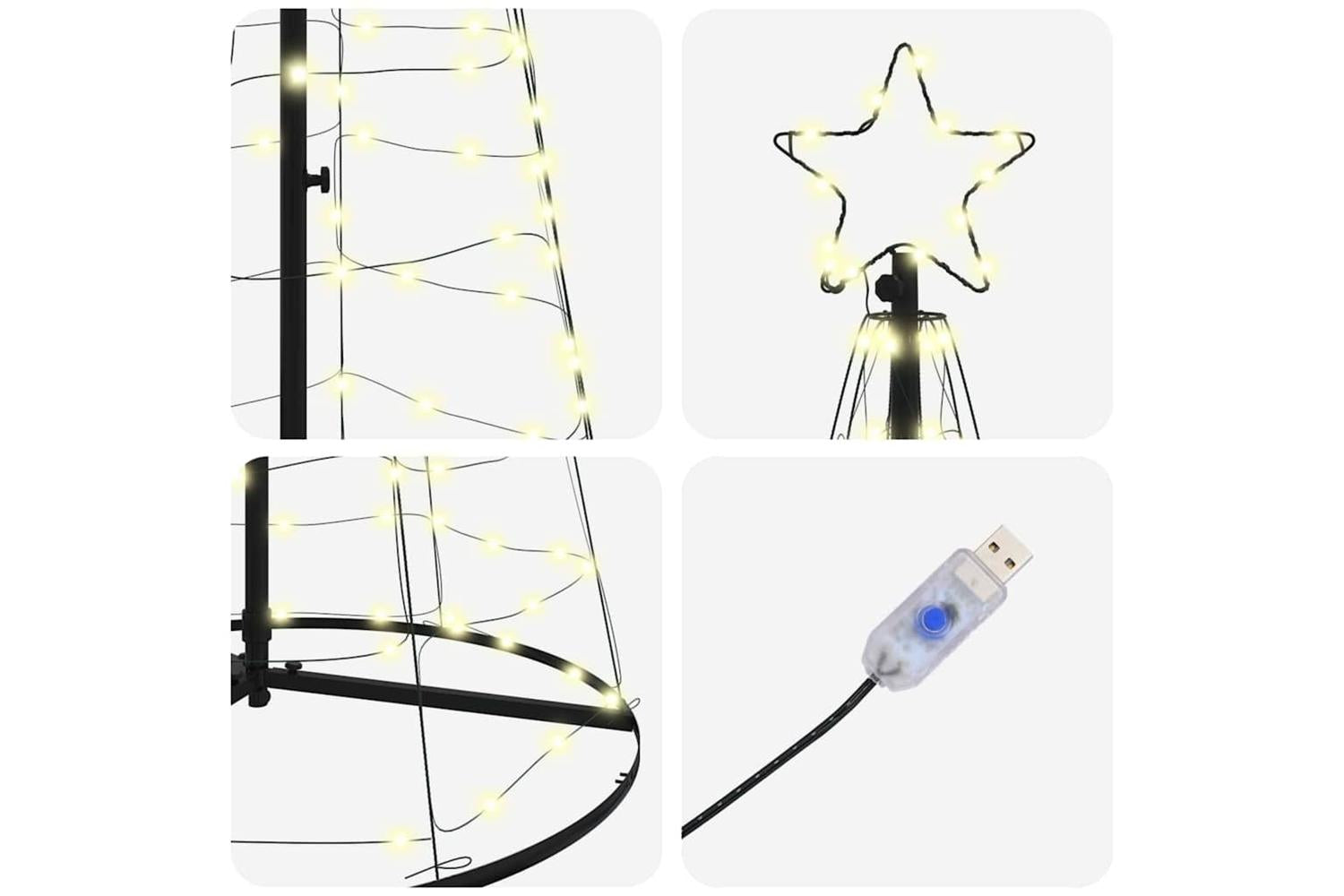 Vidaxl Led Christmas Tree With 390 Leds Warm White 250 Cm Iron-6