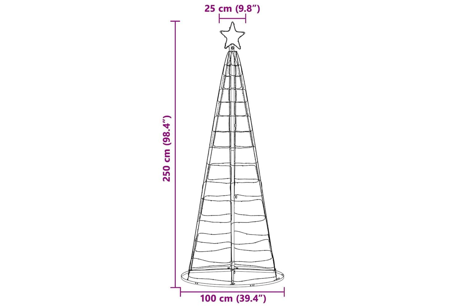 Vidaxl Led Christmas Tree With 390 Leds Warm White 250 Cm Iron-9