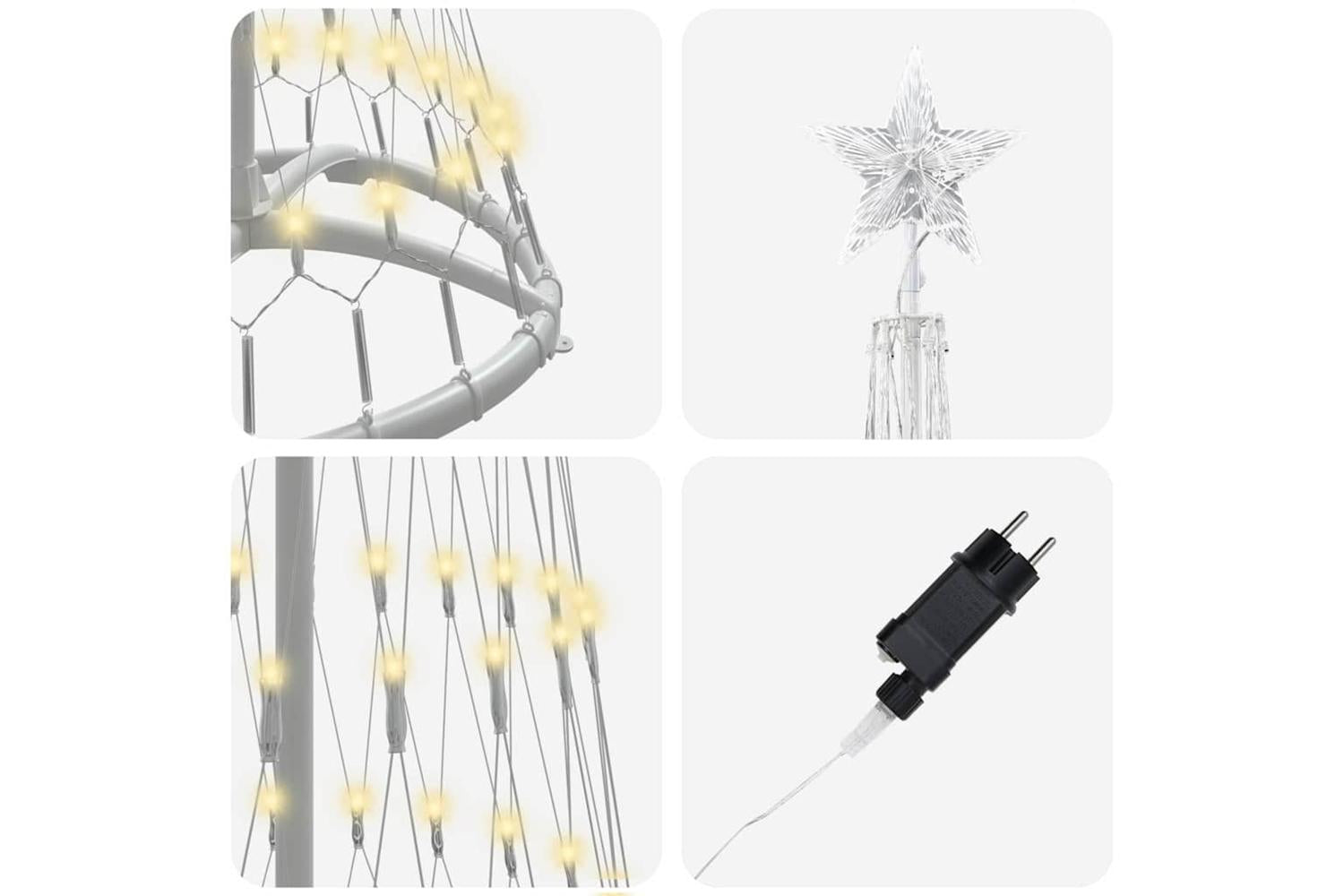 Vidaxl Led Christmas Tree With Stand Warm White 51 X 51 X 190 Cm Metal-6